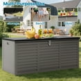 thumbnail image 2 of Seizeen 130Gal Deck Box Waterproof, Resin Outdoor Storage Box with Reinforced Frame, Patio Storage Box for Pool Accessories, Toy Storage, Cushions, Storage Bench Up to 600lbs, 2 of 10