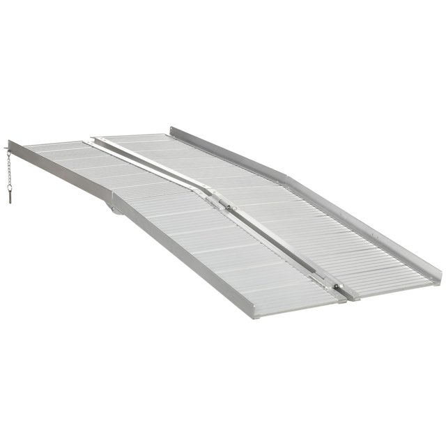 Silver Aluminum Folding Wheelchair Ramp - 6ft Portable Threshold Ramp for Home, Scooter, Steps & Doorways - Durable Mobility Aid