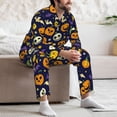 thumbnail image 6 of Halloween Costumes Mens Pajamas Set, ec908183-d6a7-4351-8097-6104c3d3a6aa Halloween Pajamas Button Down Long Sleeve Loungewear Halloween Sleepwear Pjs sets for Men, 6 of 7