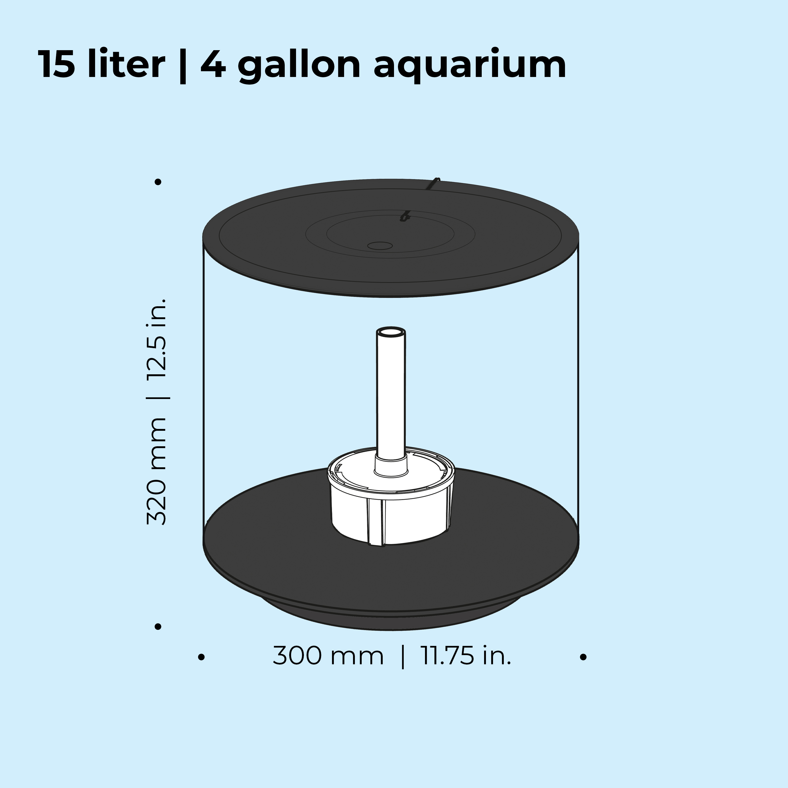 biOrb TUBE 15 Aquarium with Standard Light - 4 gallon, black