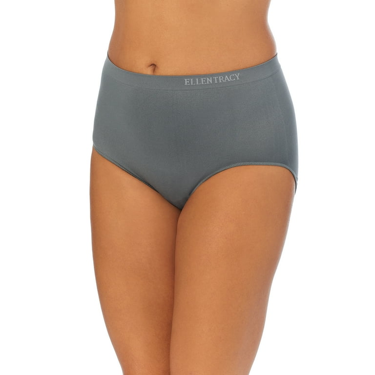 ELLEN TRACY Women's High Cut Brief Panties Breathable Seamless Underwear  4-Pack Multipack (Regular & Plus Size)