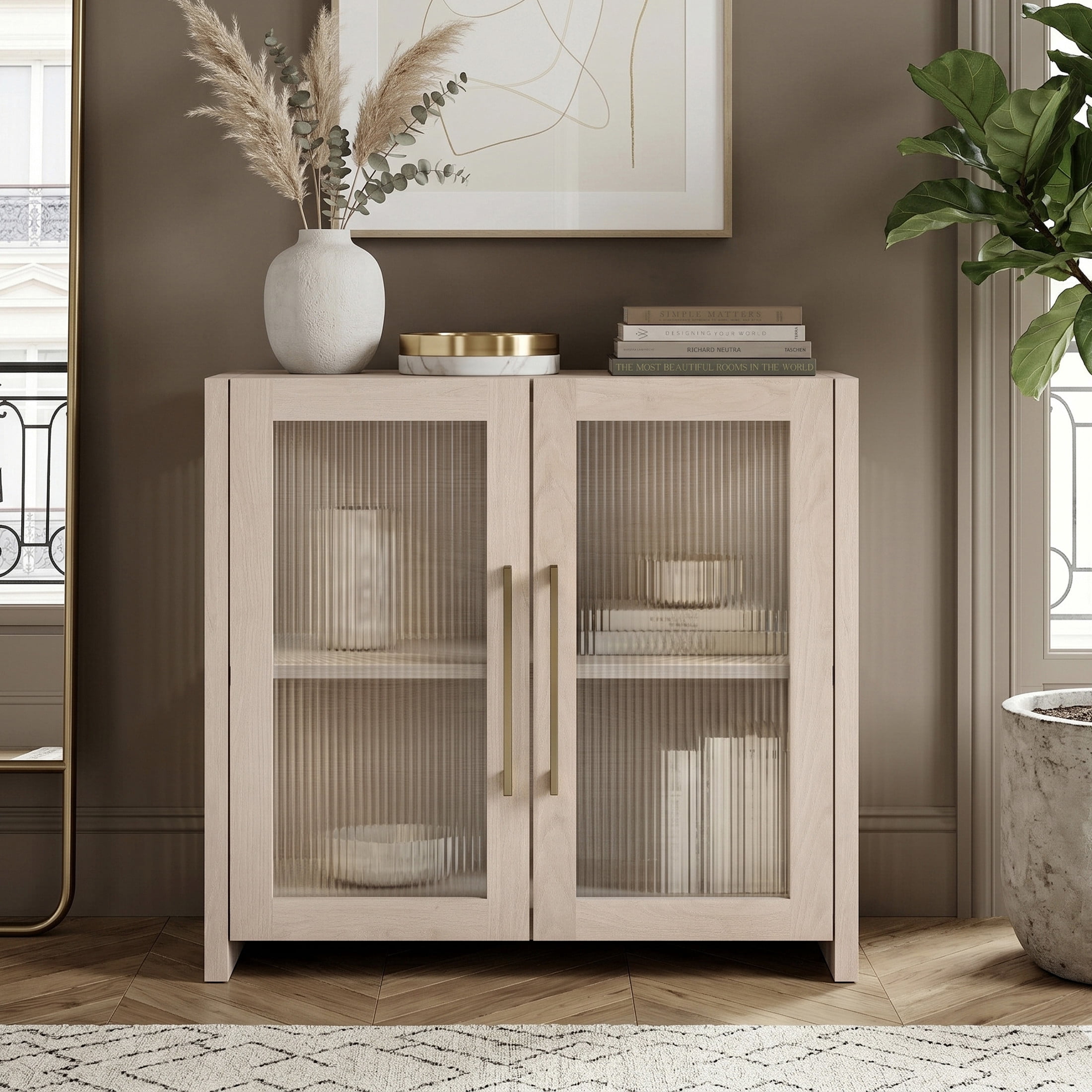 Evelyn&Zoe Modern/Contemporary 32" Wide Alder White Accent Cabinet