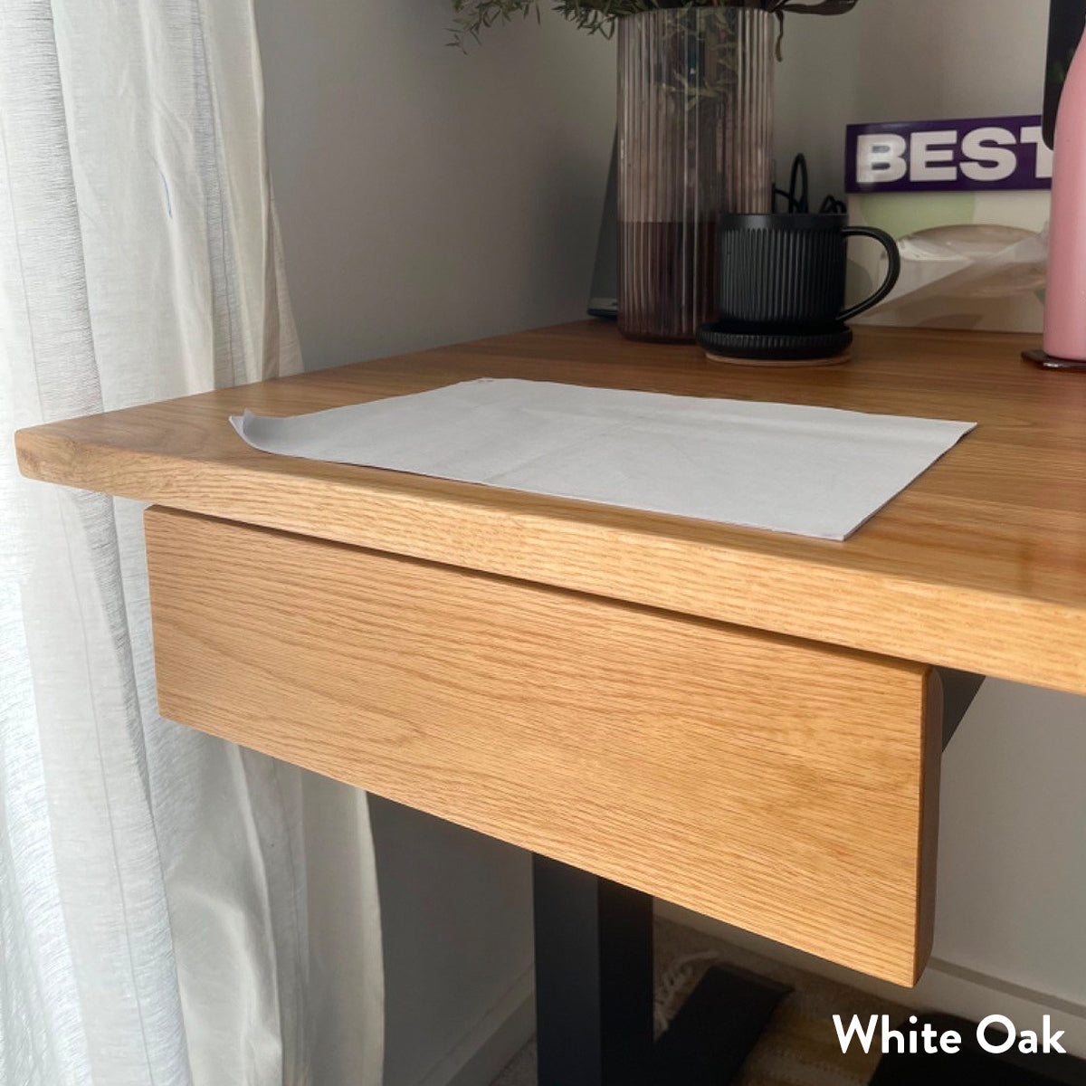 Desky Minimal Under Desk Drawer - American Rustic Pine Softwood / Black