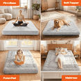 thumbnail image 2 of Japanese Futon Mattress, 6 Inch Double Layer Corduroy Floor Bed with High-Density Foam, Foldable Tatami Mat for Sleeping, Portable Guest Bed for Camping, Gray, Queen Size, 2 of 6