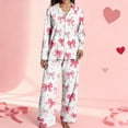 thumbnail image 4 of SOFTCCLO Valentine's Day Pajamas Sets Women Cute Pink Heart Print Pjs Sets Shirts Pants 2 Piece Sets Comfortable Sleepwear Pink L, 4 of 5