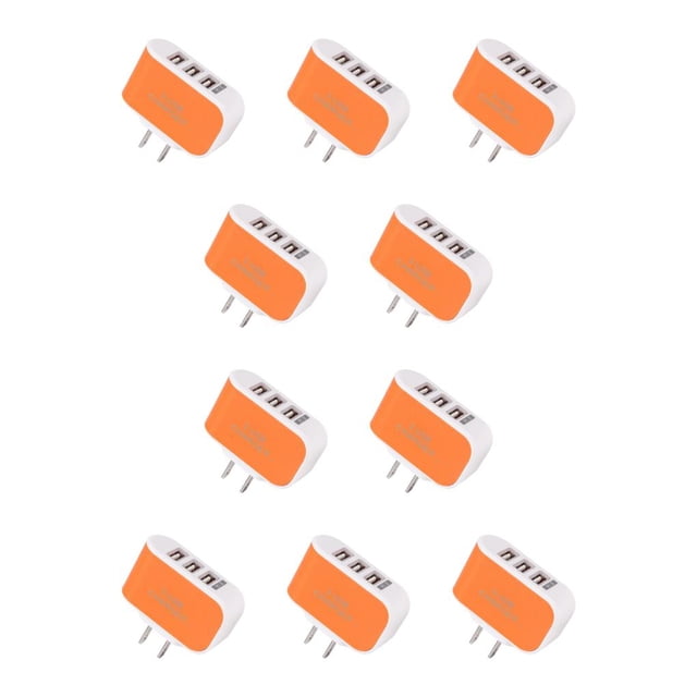 Sidaley 3USB LED emisor de luz dispositivo de carga inteligente de pared de teléfono móvil adaptador de reproductor de MP3 viaje Naranja Enchufe de EE. UU. 10piezas