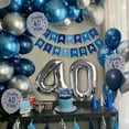thumbnail image 5 of 40th Birthday Party Decorations Men, Royal Blue Balloon Arch Kit with Happy Birthday Banner, Tablecloth, Cake Topper, Foil Confetti Balloons, Chrome Blue Silver 40 Birthday Party Decor, 5 of 9