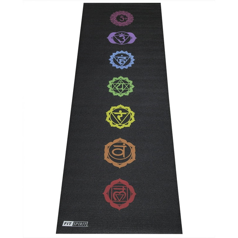 Fit Spirit Printed Yoga Mat, 3mm - Black - 7 Chakra