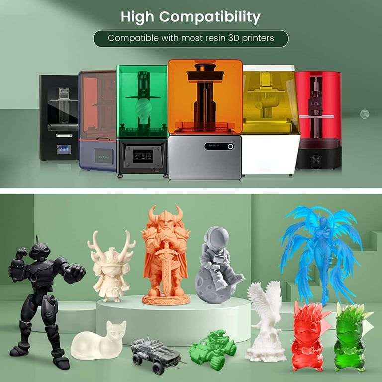 3D Printer Resin, 1kg Fast Curing Standard 3D Resin for LCD DLP SLA 3D Printers, 395-405nm UV Light Curing 3D Printing Liquid Photopolymer Resin, Low High Precision, 1000g, -