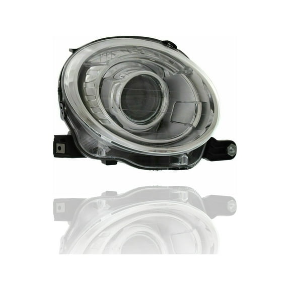 Headlight Assembly - Cooling Direct Fit/For FI2503100 12-19 Fiat 500-Hatch/Convertible - Right Hand - Passenger, Projector Type, Without Black Trim & Logo