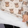 thumbnail image 3 of Oversized Wearable Blanket Hoodie,Beige Highland Cow Dot Pattern Sherpa Blanket Hoodie with Super Pockets,Super Warm Fuzzy Pullover for Women & Men, 3 of 6