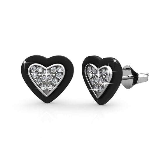 Cate & Chloe Rory Dainty Heart Stud Earrings with Ceramic Halo and Swarovski Crystals for Women