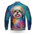 thumbnail image 2 of Hippie Shih Tzu Portrait oil painting Watercolor Tie-dye Vintage All Over Print 3D Baseball Jacket Lion Dog Lover Gifts Bomber Jacket Softball - 00015, 2 of 6