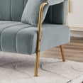 thumbnail image 2 of Bianlte Velvet Loveseat Sofa Couch,Modern Comfortable Sofa Loveseat Small Sofa Couch for Living Room Bedroom Apartment Dorm,Gold Metal Leg & 2 Throw Pillows,Light Gray, 2 of 8