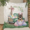thumbnail image 3 of Easter Egg German Shepherd Bunny Ear Welcome Spring Truck Quilt Blanket Alsatian Dog Lover Gifts Cozy Comforter Throw Blanket - 12002, 3 of 5
