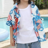 ZHUGeLI 4th of July Outfits for Children Boys Summer Family Matching Clothes Short Sleeve Shirts Independence Day Boy Casual Top American Flag Patriotic Shirts on