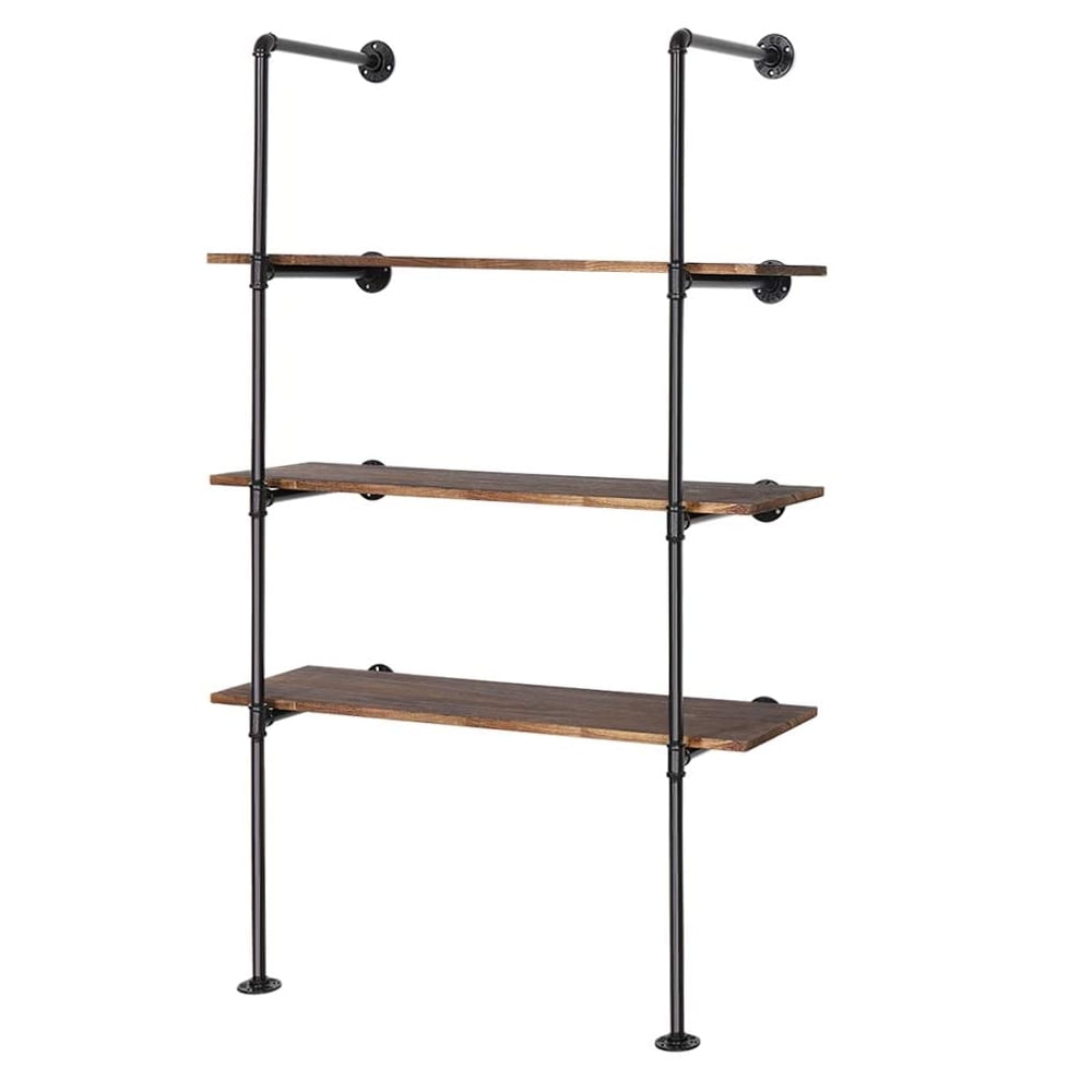 2 PCS Industrial Retro Wall Mount Iron Pipe Shelf Hung Bracket Diy