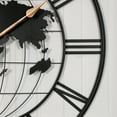thumbnail image 5 of 36 in. Large Black Metal Wall Clock, Modern Silent World Map Wall Clock for Living Room, Entryway, 5 of 8