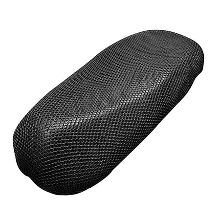 Universal Motorcycle Seat Cover 3D Honeycomb Sunscreen Insulation Seat Spacer Mesh Fabric Breathable Anti-Slip Cushion Cover Black L
