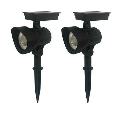 Mainstays Solar Powered Black LED Landscape Spot Light, 30 Lumens (2 Count)
