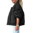 thumbnail image 3 of Chaqueta Acolchada de Mujer, Oversize, de Color Liso, Larga, con Cremallera, Estilo Casual y Bolsillos Negro XXL, 3 of 8