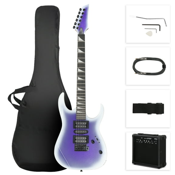 Ktaxon 39in Electric Guitar Beginner Kit w/ HSH Pickups, 20W Amp, Bag, Strap, Cable, Picks, Purple