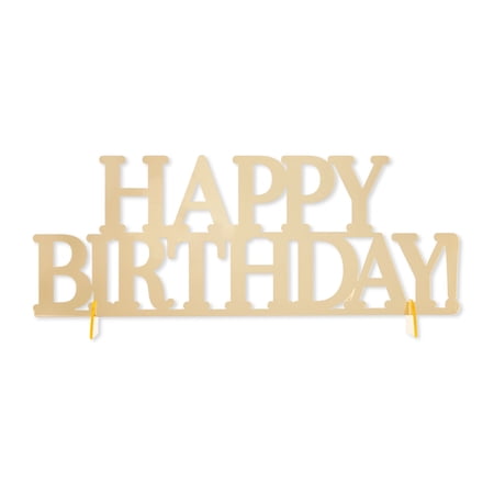 Gold Acrylic Happy Birthday Table Centerpiece, 5.5" x 14.88", by Way To Celebrate