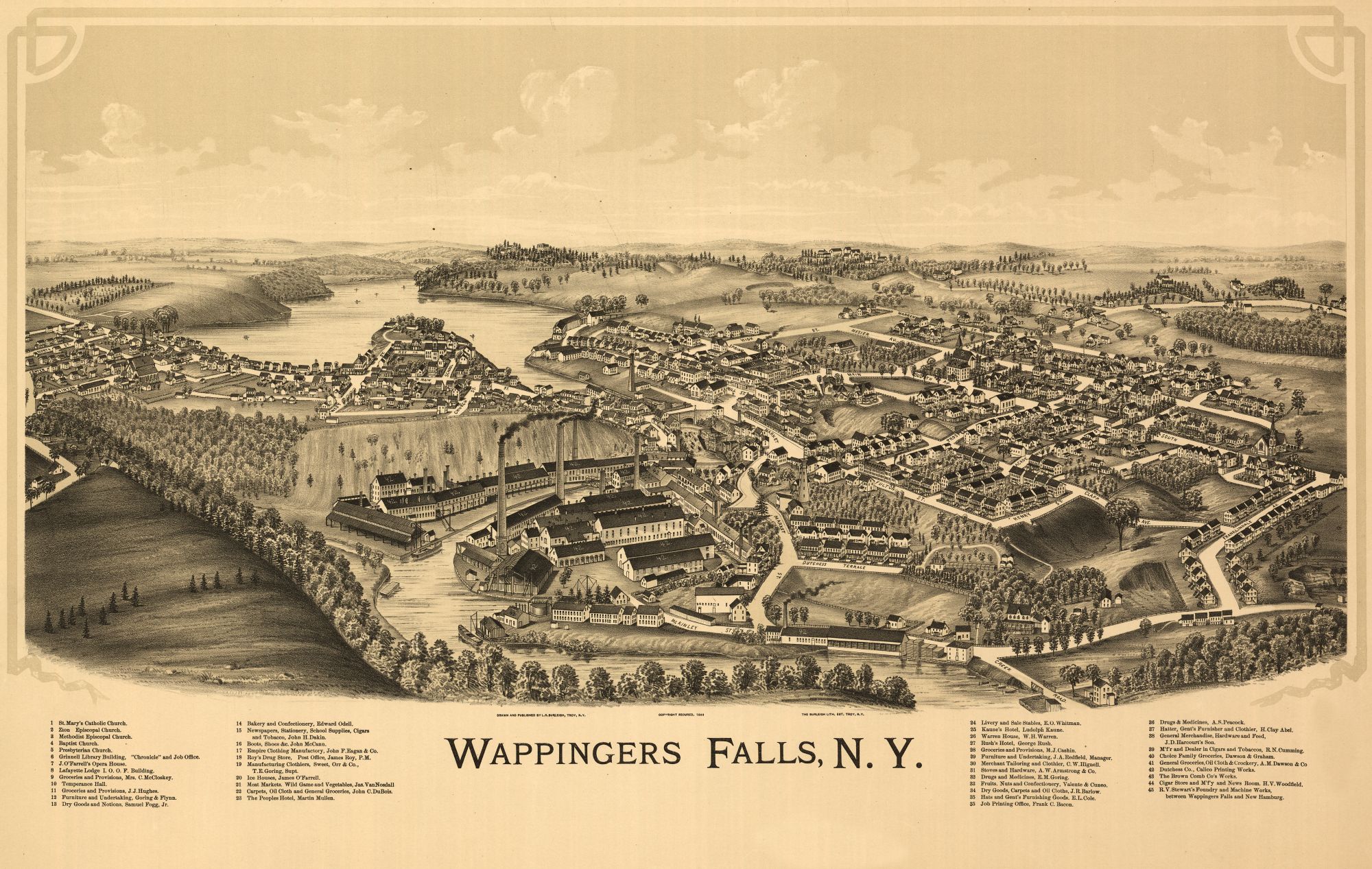 Wappingers Falls New York Burleigh 1889 36.30 x 23