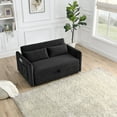 thumbnail image 2 of INCLAKE Modern Velvet Convertible Loveseat Sofa with pillows, Black, 2 of 7