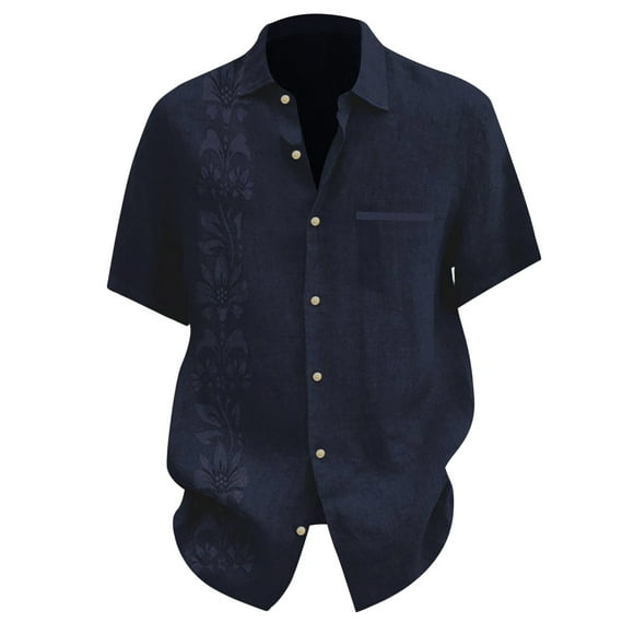 Ketyyh-chn99 Mens Shirts Short Sleeve Fall Clothes Men's Floral Shirts Button Down Tropical Holiday Beach Shirts Dark Blue,3XL