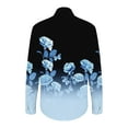 thumbnail image 5 of Blue Ladies Tops and Blouses Womens V Neck Roll Up Sleeve Down Blouses Tops, 5 of 5