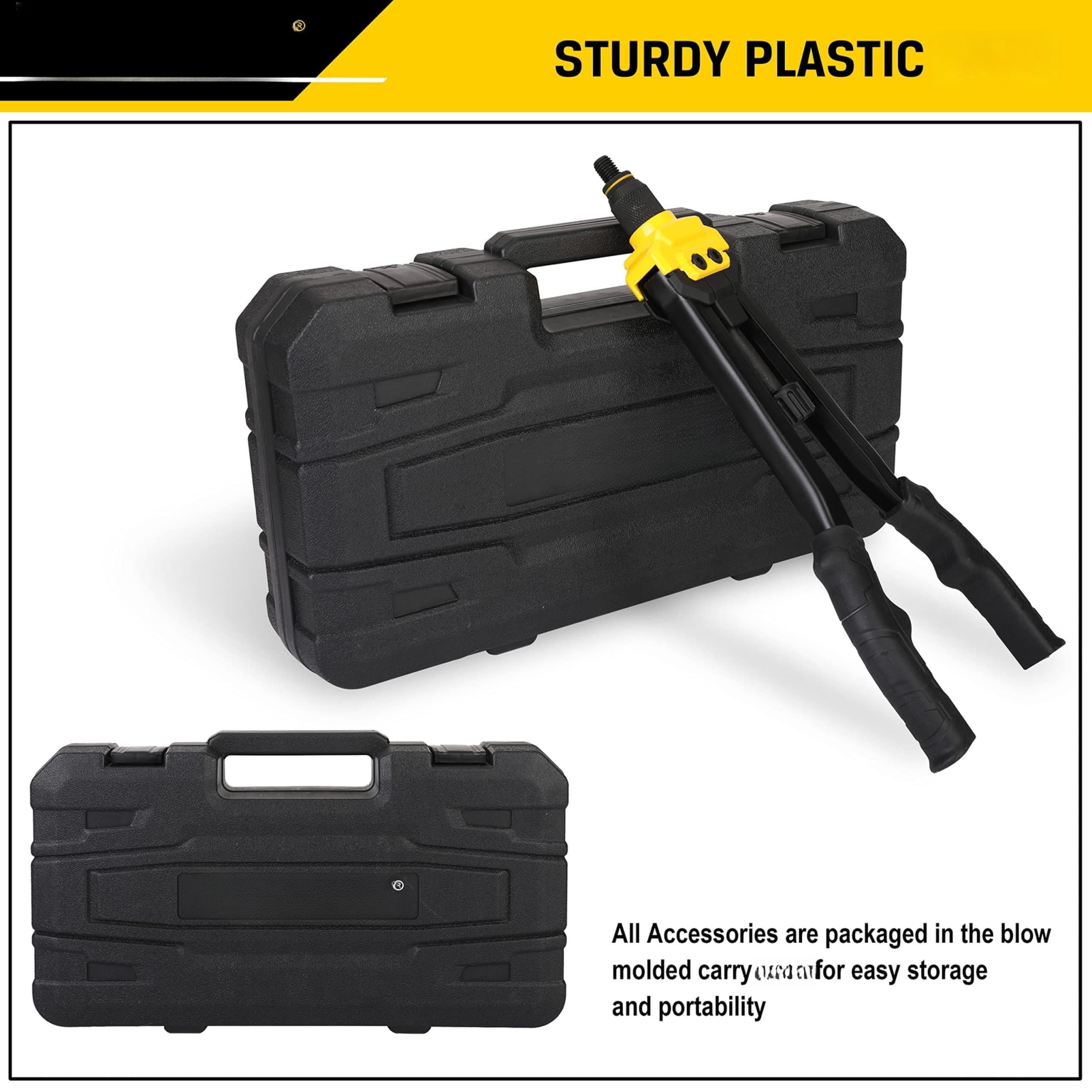 16" Rivet Nut Tool Kit With Auto Release  Heavy Duty Hand Riveter-13 Metric&sae Mandrels 130pcs Nutserts Long Arm Labor-saving Design For Automotive Metal & Marine - Includes Plastic Case