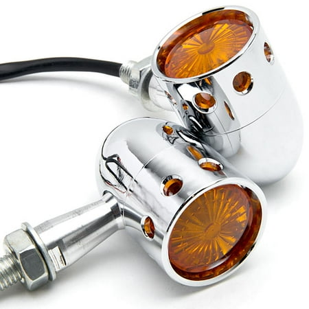 Krator 2pcs Chrome Motorcycle Turn Signals Blinker Lights For Harley Davidson Sportster Nightster Roadster