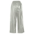 thumbnail image 6 of RongHuan Women's Faux Leather Pants Elastic Waist Wide Leg Pants with Pockets, 6 of 7