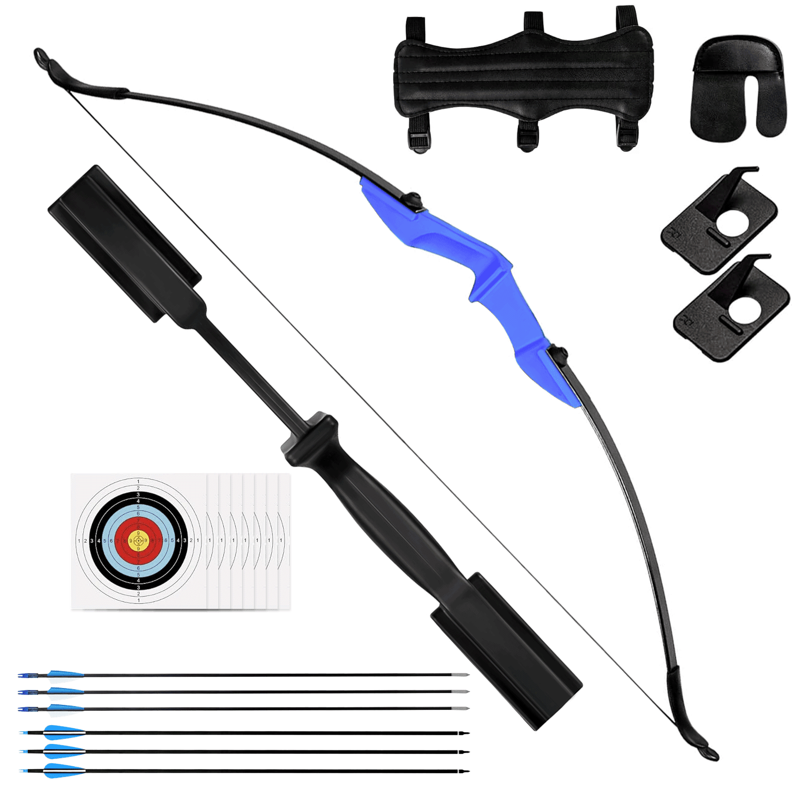 Adult Youth Recurve Bow Kit, 53 Inch 40 LBS Takedown Bow, Universal Left & Right Hand Archery Bow and 6 Arrows for Outdoor Target Practicing