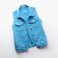 thumbnail image 4 of IROINNID Women's Sleeveless Denim Jacket Turndown Lapel Cover-up Spring And Autumn Coats Solid Denim Jacket Outerwear, Sky Blue, 4 of 6