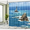 thumbnail image 5 of Ambesonne Ocean Shower Curtain, Daytime Wavy Rocky Sea, 69"Wx84"L, Blue Grey White, 5 of 5