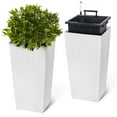 thumbnail image 1 of GloryStar Set of 2 Rattan Planters, 22.4 Inch Tall Pots with Trays, Built-In Water Level Monitor & Wheels for Home or Patio, 1 of 7