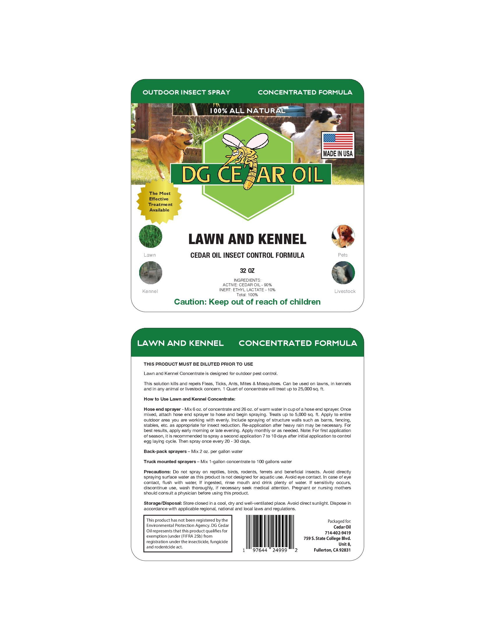 DG Cedar Oil Lawn and Kennel Outdoor Insect Spray Concentrate 32 ounce