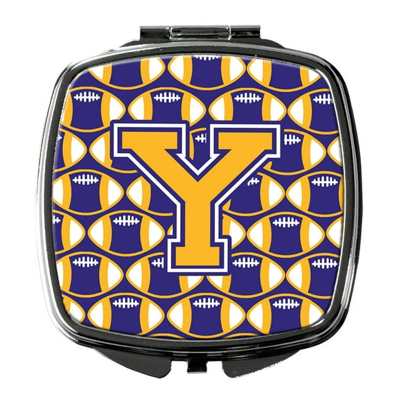 Letter Y Football Purple and Gold Compact Mirror CJ1064-YSCM