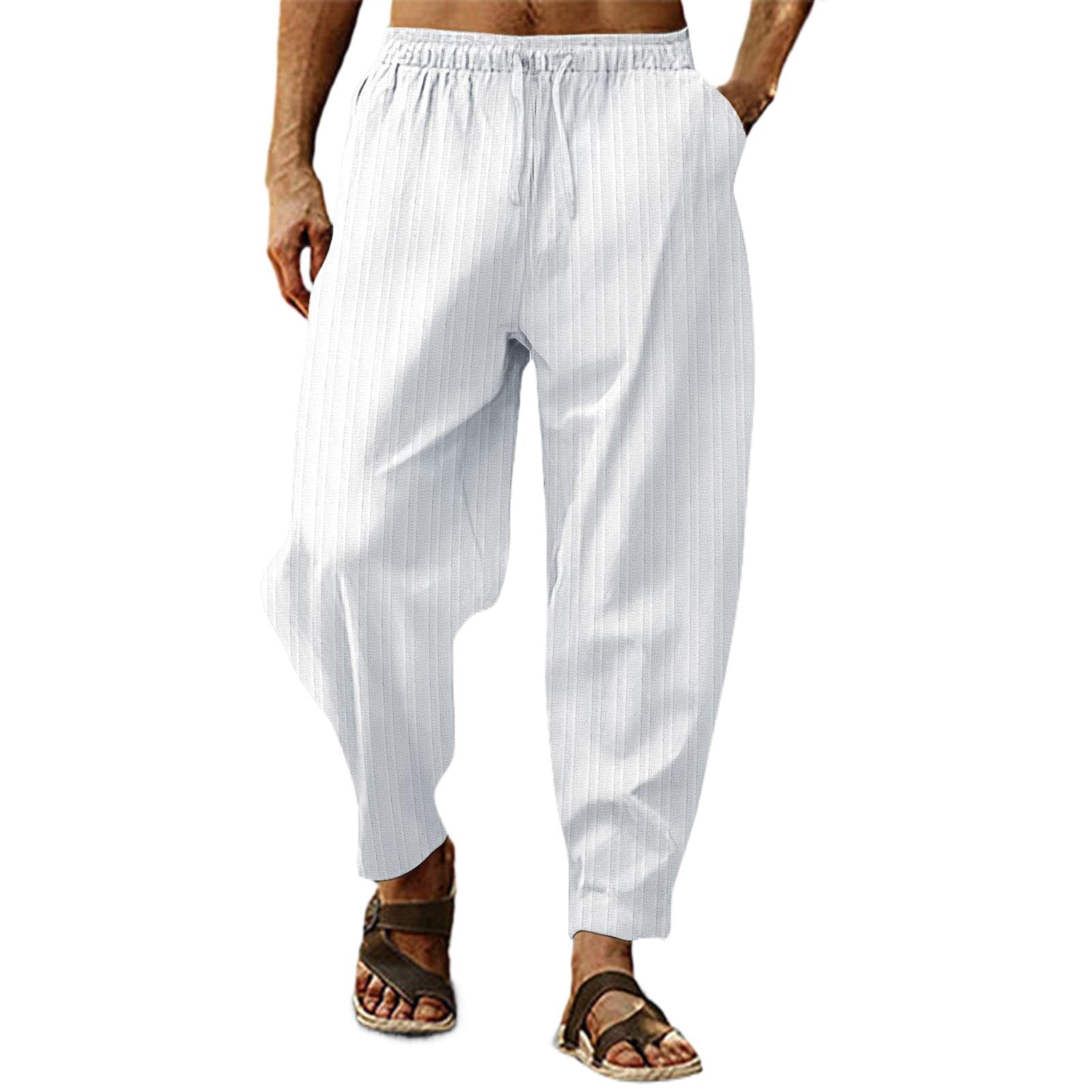 White Compression Pants Men, Cotton Formal Pants for Men