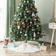 thumbnail image 4 of Falda para árbol de Navidad, alfombra de piel sintética con bordado de copo de nieve, decoración para árbol de Navidad, color dorado, 90cm, 4 of 5