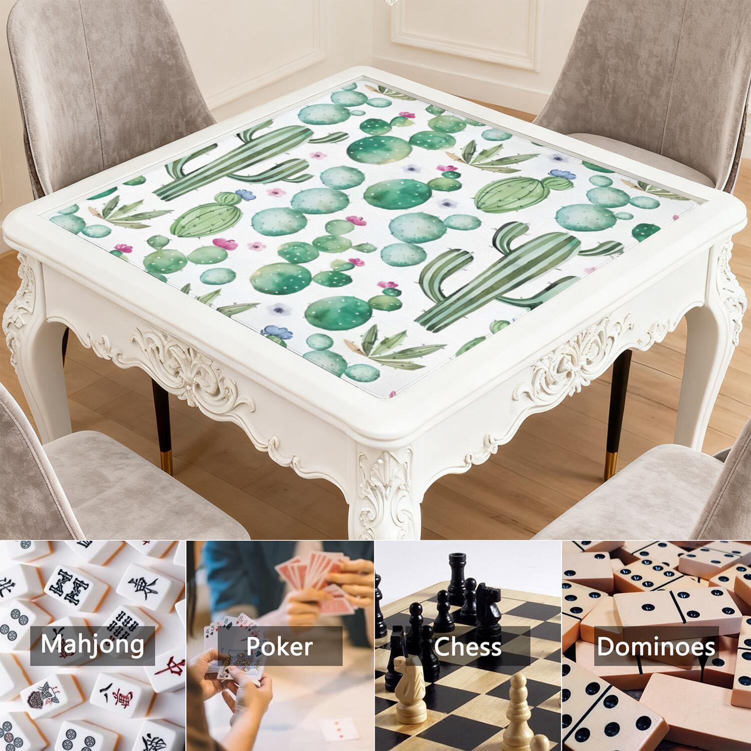 31.5 Inch Plants Inspired Table Mat Constructed from Rubber with Anti-Slip Properties and Noise Reducing Qualities for Mahjong Card Games Board Games Family Gatherings