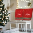 thumbnail image 3 of Merry Christmas Chair Covers Set of 8 Green Tree Star Red Background Chair Back Covers Stretch Removable Washable Slipcovers Protector for Dining Room Kitchen Party Decor, 3 of 5