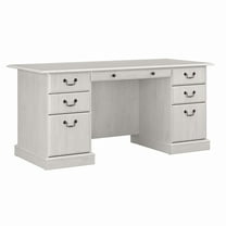 Bush Furniture Saratoga Executive Desk with Drawers, Off-White