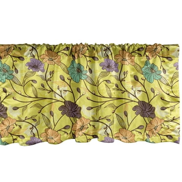 Ambesonne Botanical Window Valance, Blooming Flowers on Swirling Branches Lively Spring Trees Rural Woodland Theme, Curtain Valance for Kitchen Bedroom Decor with Rod Pocket, 54" X 12", Multicolor