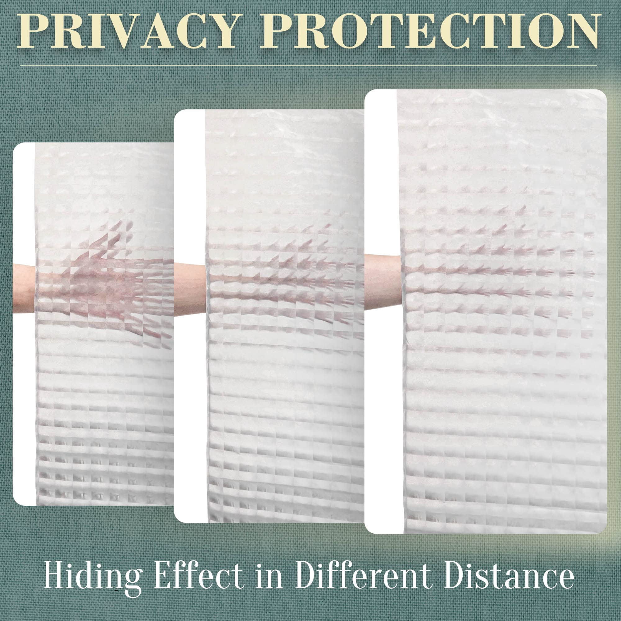 No Hook Shower Curtain Or Liner - 8g Heavy Duty Grid Bathroom Hooks Required  Waterproof Plastic & Pvc Free Standard Size 71 X 74 Square