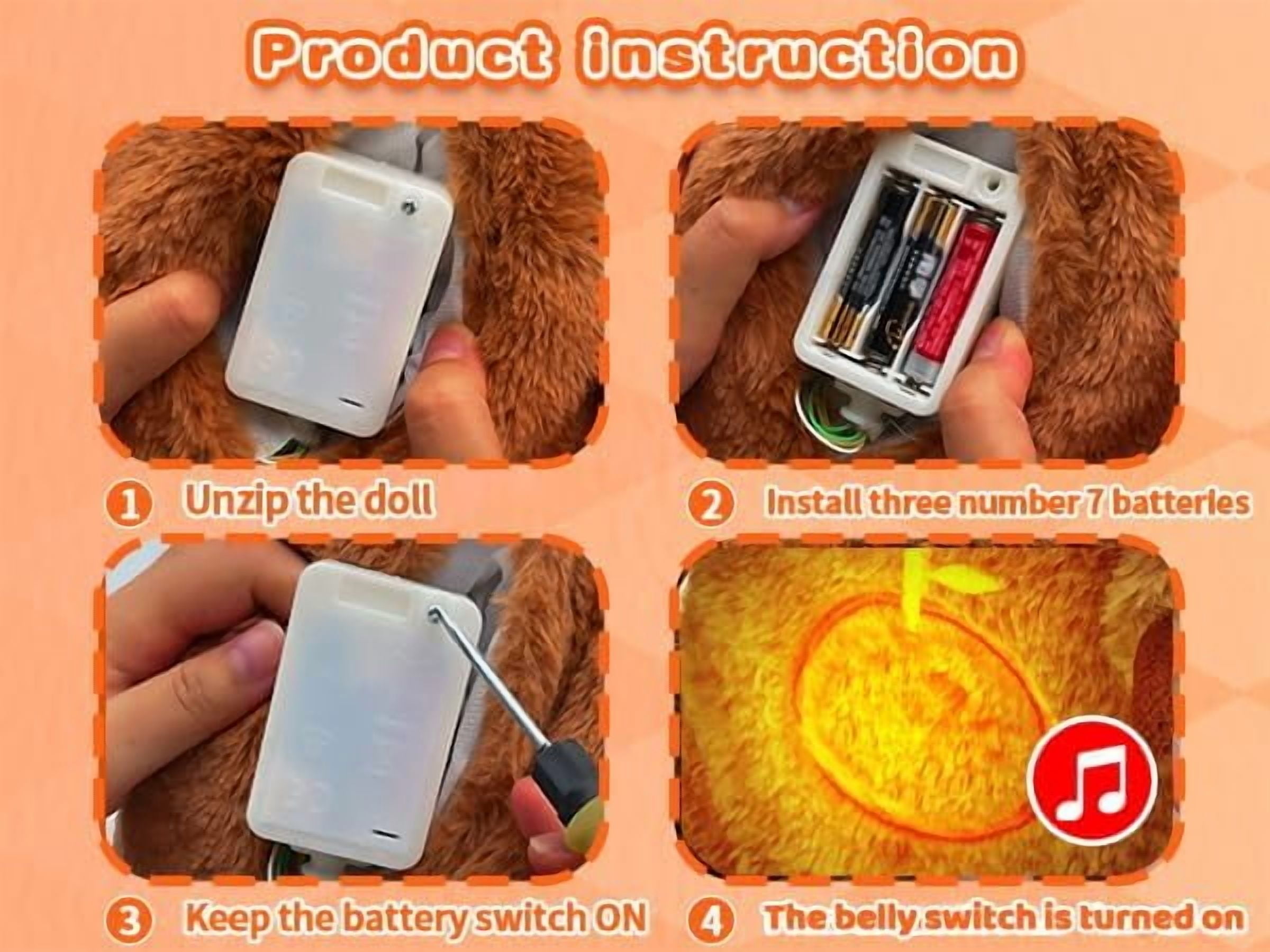 YSZZYSM Capybara Breathing Stuffed Animal, Anxiety Relief, Soothing Music Lights, Portable, Uses three AAA batteries (batteries to be provided by the user)