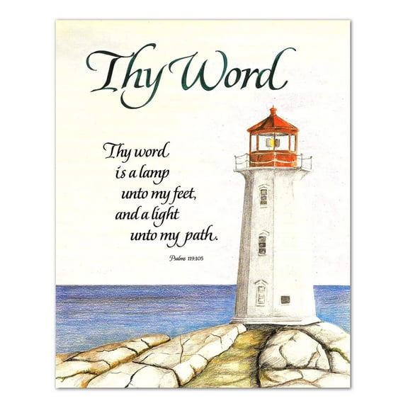 Lighthouse Thy Word Psalms 119 Christian Religious Wall Picture 8x10 Art Print