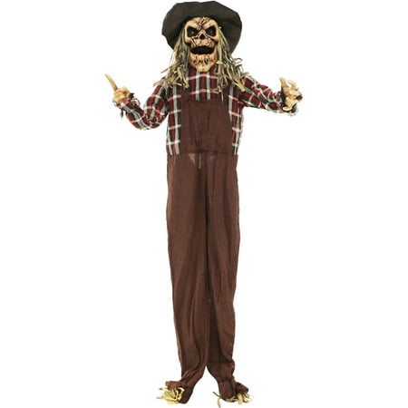 Haunted Hill Farm 5.5 ft. Animated Standing Halloween Scarecrow Prop  Multi Color